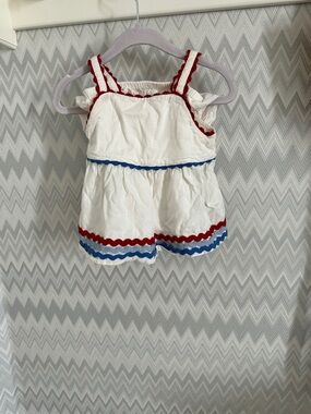 Old Navy White Kids Matching Set with Red and Blue Trim